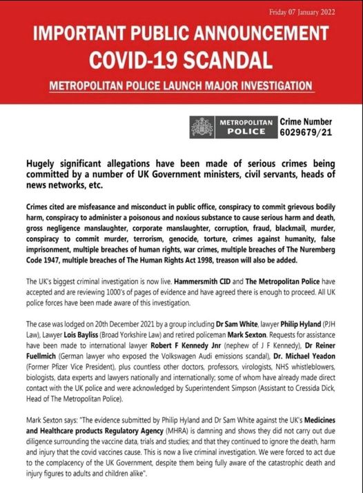 Largest Criminal Investigation coinciding with the end of the pandemic in the UK