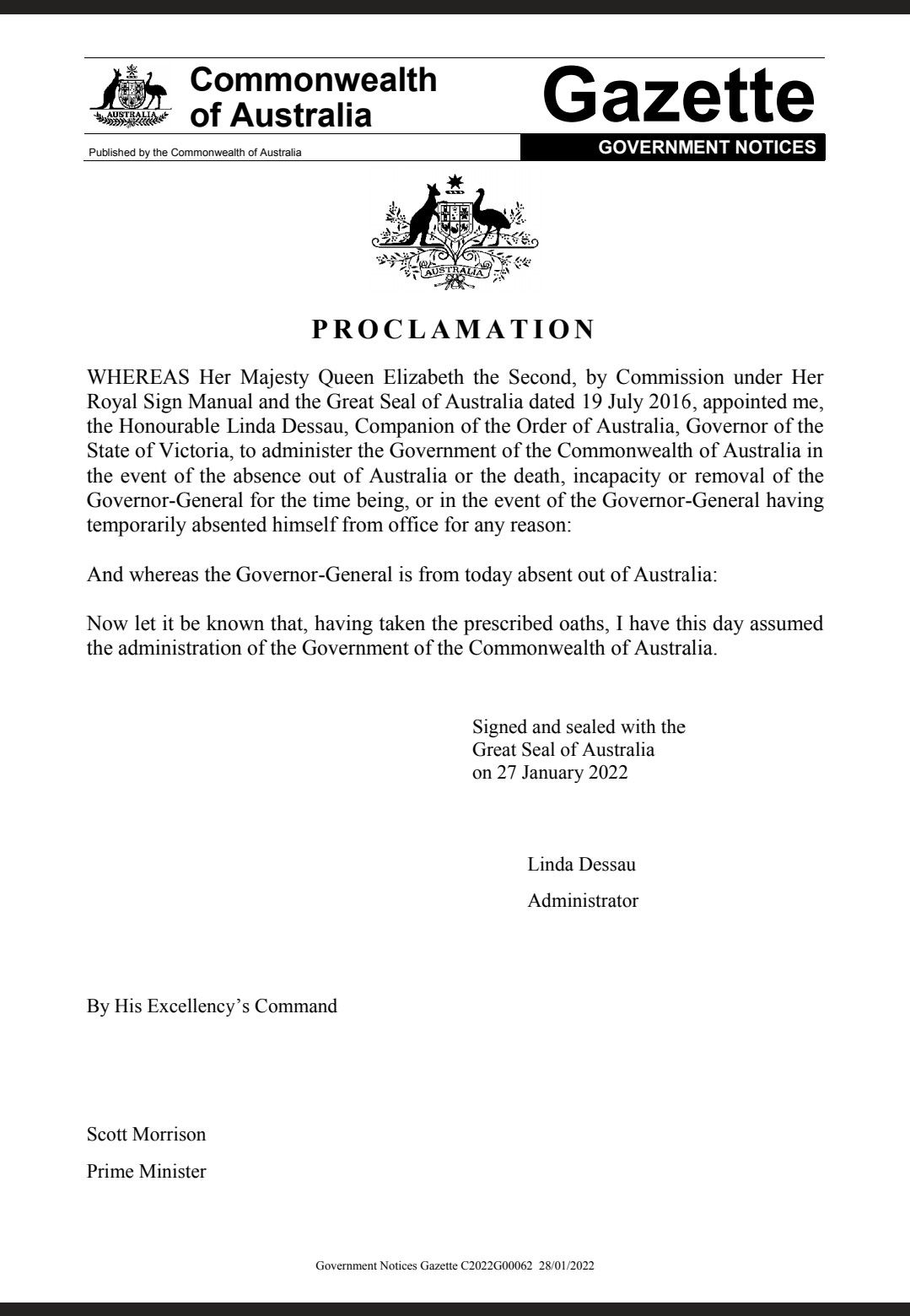 The Governor General of Australia is missing